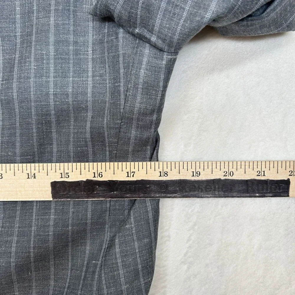 Banana Republic Silk Linen Sport Coat Mens 38R Grey Stripe Vitale Barberis Italy